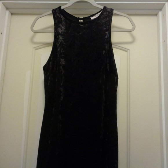 RICH GIRL JAZZ SEXY RETRO BLACK CRUSHED VELVET MAXI DRESS SM TO MED - Picture 4 of 7